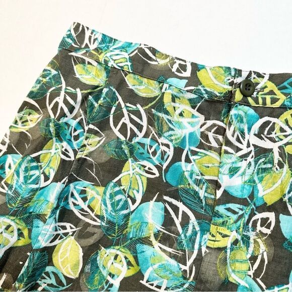 CJ Banks Linen Midi Skirt Citrus Floral Leaf Print Size 1X - Picture 3 of 9